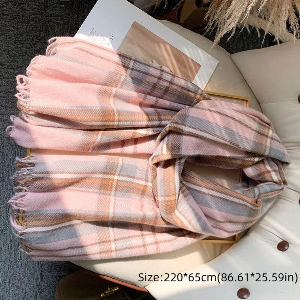 Warm Soft Scarf Plaid Print Women Shawl New Mohair Wool Scarf Women