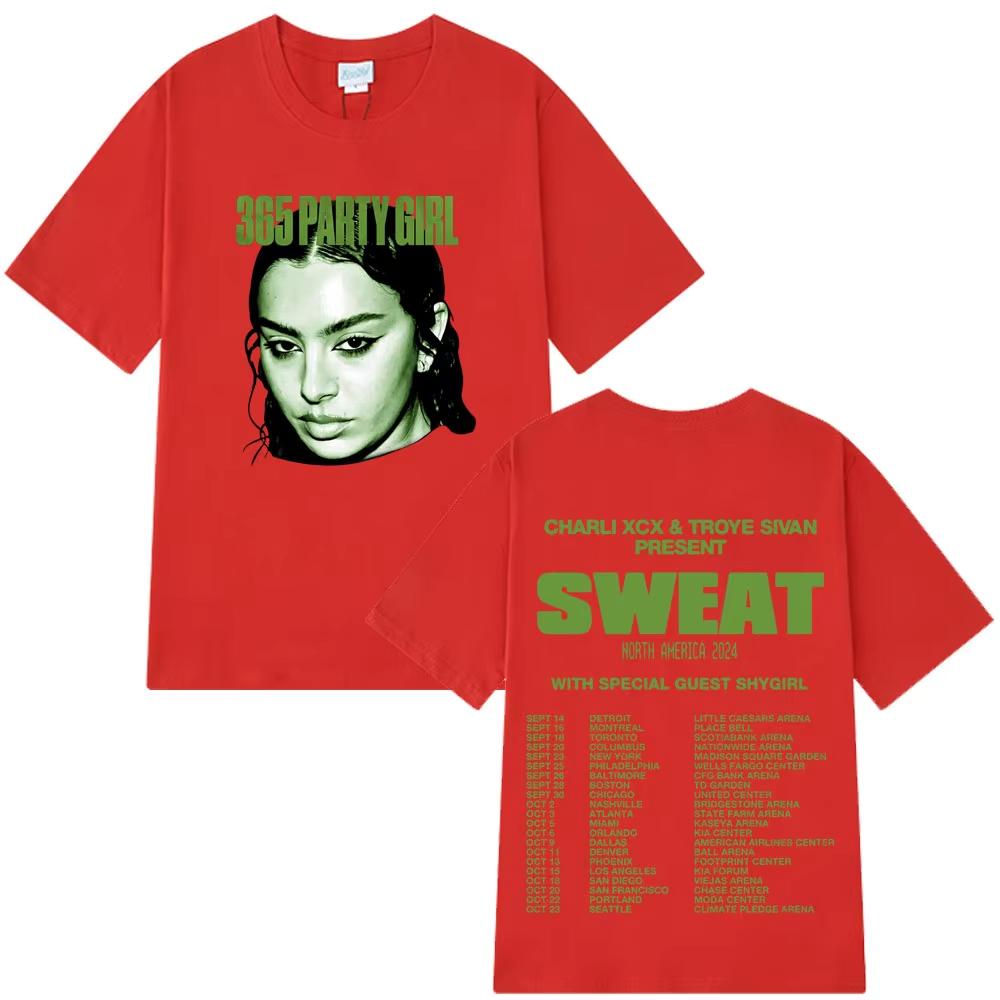 

2026 Charli Xcx Brat Tour 365 Party Girl T Shirt Gothic Fashion Hip Hop Tshirts Unisex Women Cotton Tshirt Streetwear 4XL