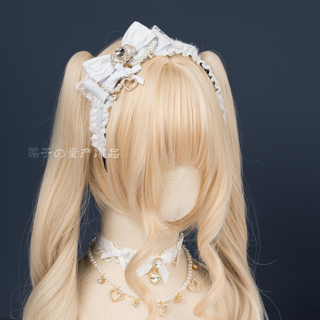 Japanese Side Bow Headband Crown Pearl String Headband Lolita Hairy Clip Korean Accessories