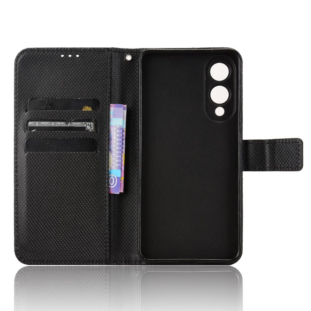 

For Samsung Galaxy S25 Edge Case PU Leather Diamond Texture Wallet Phone Cover Black