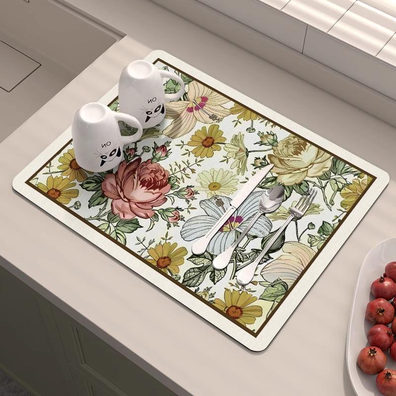 Amerikanische Küchenarbeitsplatten-Abtropfmatte Diatomeenerde-Absorption Schnelltrocknende Matte Nicht auswaschen Isolierung Spülbecken-Barmatte