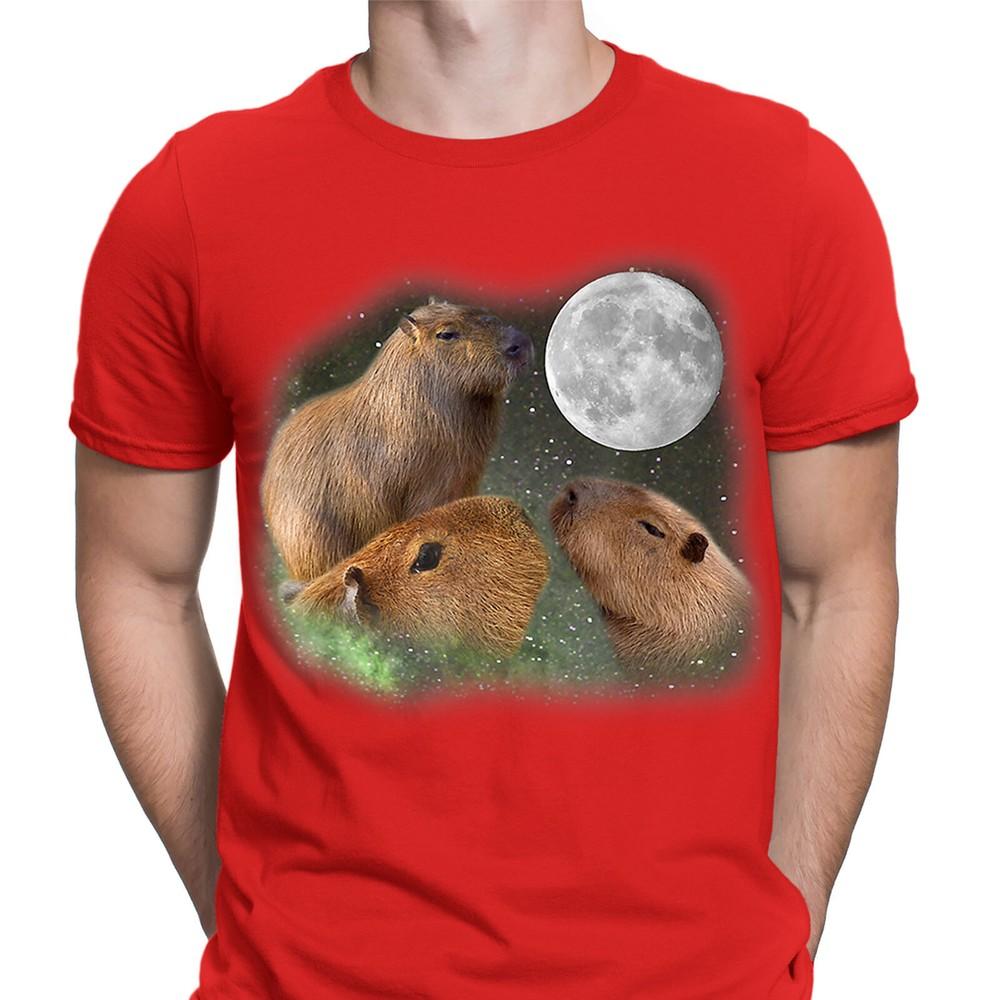Three Capybara Moon Animals Funny Parody Novelty Mens TShirts Tee Top NED L