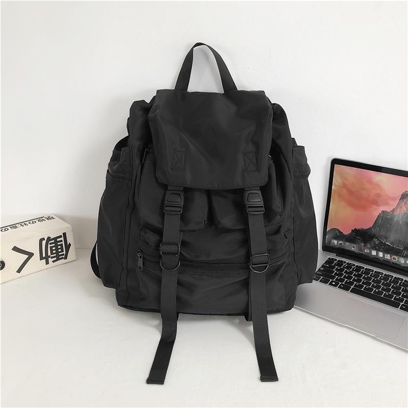 Large capacity tooling style high school student schoolbag men's new fashion casual solid color backpack