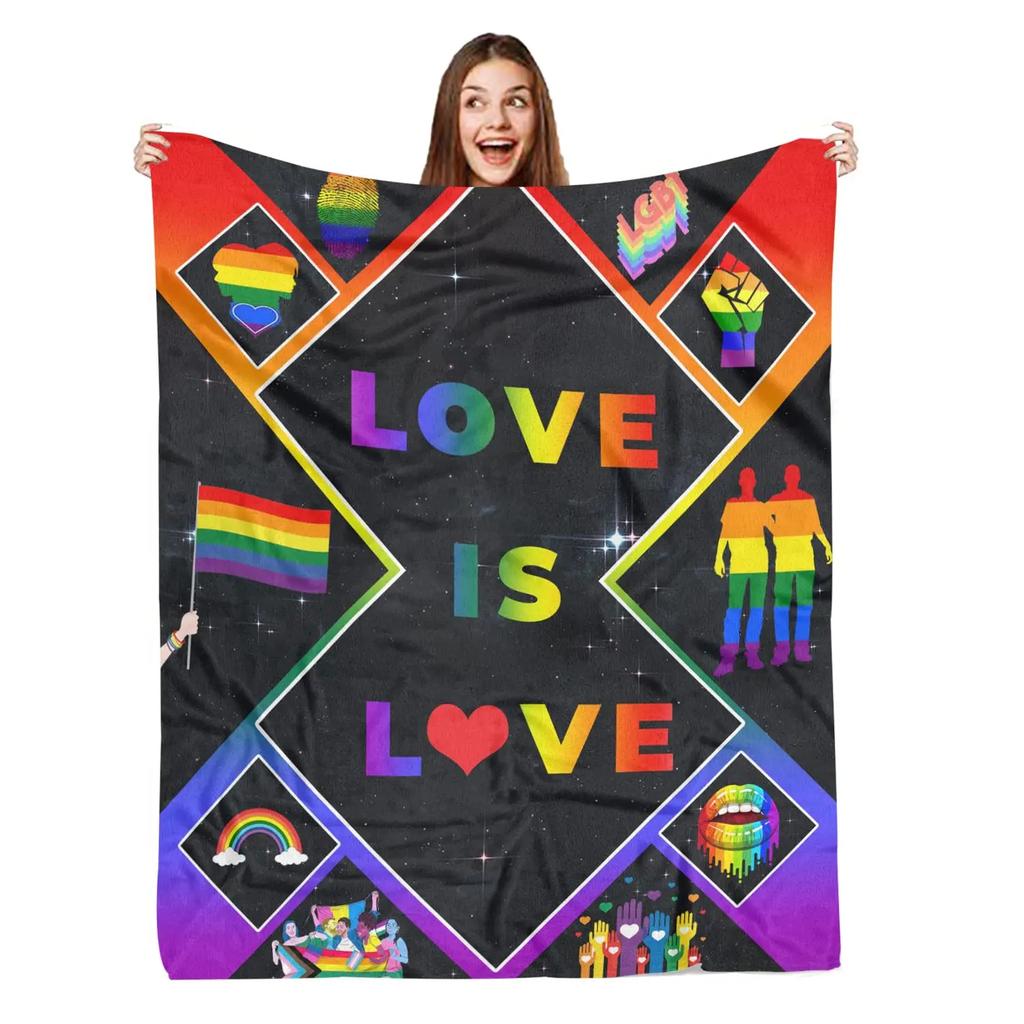 Kuscheldecken LGBT Gay Pride Lesbisch Regenbogen Flanelldecke für Couch Sofa Decken Große Bettwäsche Geschenke für Weihnachten Neujahr