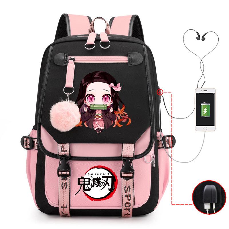 Ghost Annihilation Blade Grade 3-6 Junior High School Student High School Student School Bag Strap USB Multifunctional Backpack