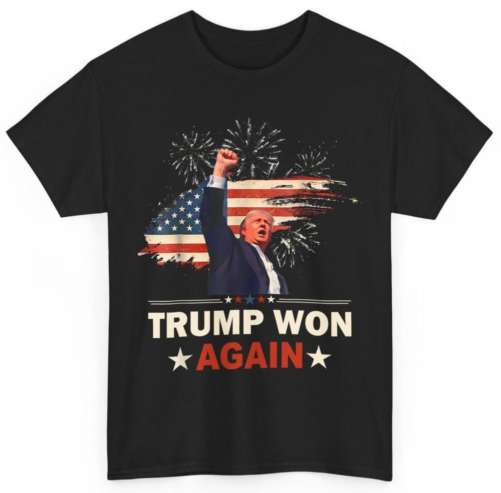 Trump Won Again 2024 Election President 47 Th American Flag T-Shirt