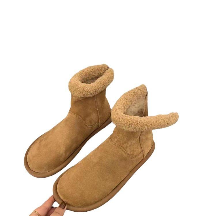 Retro outer wear winter warm velvet cotton boots versatile thick-soled women's boots fluffy shoes short boots Mori snow boots women