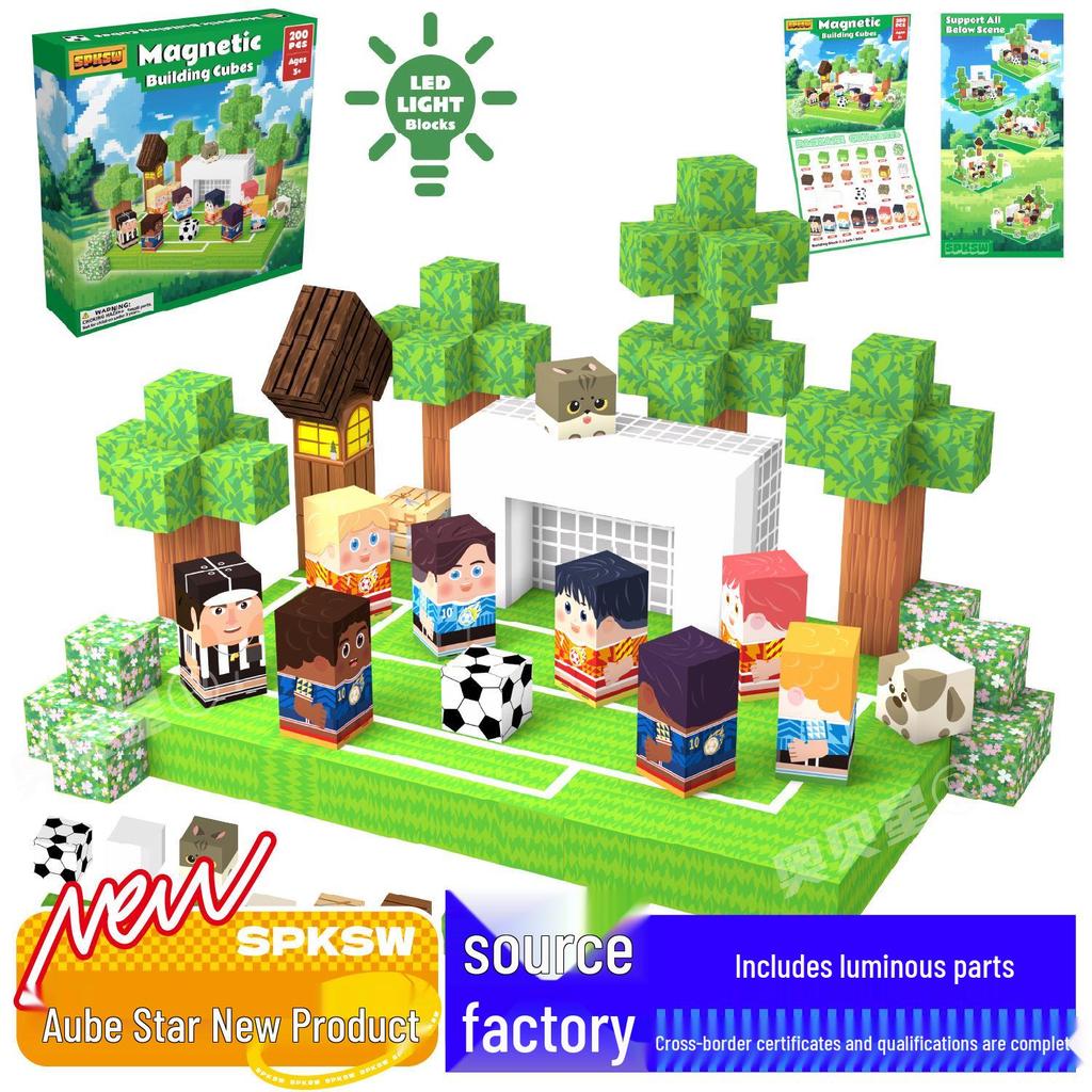 Pink Castle Cube Magnetic Building Block Set - STEM Educational Toy