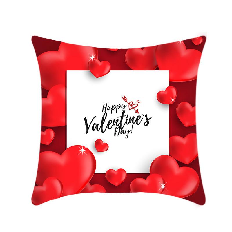 New Valentine's Day Pillow Linen Short Plush Car Pillow Red Love Pillow Cover Bed Cushion