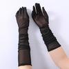 Women Thin Lace Gloves Breathable Mesh Anti-UV Summer Driving Gloves Etiquette Elegant Party Cosplay Elastic Long Lace Gloves