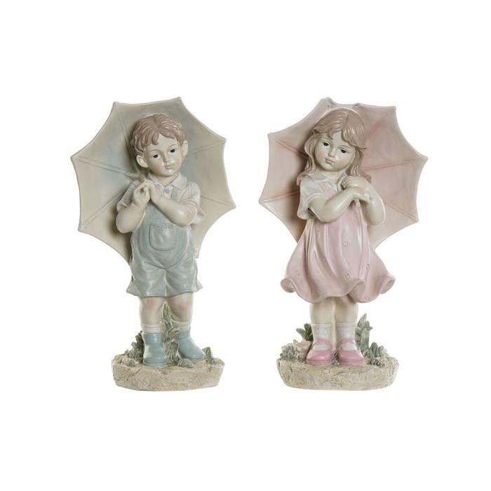 Figurine Décorative 28 X 20 X 48,5 Cm Bleu Rose Enfant (2 Unités)