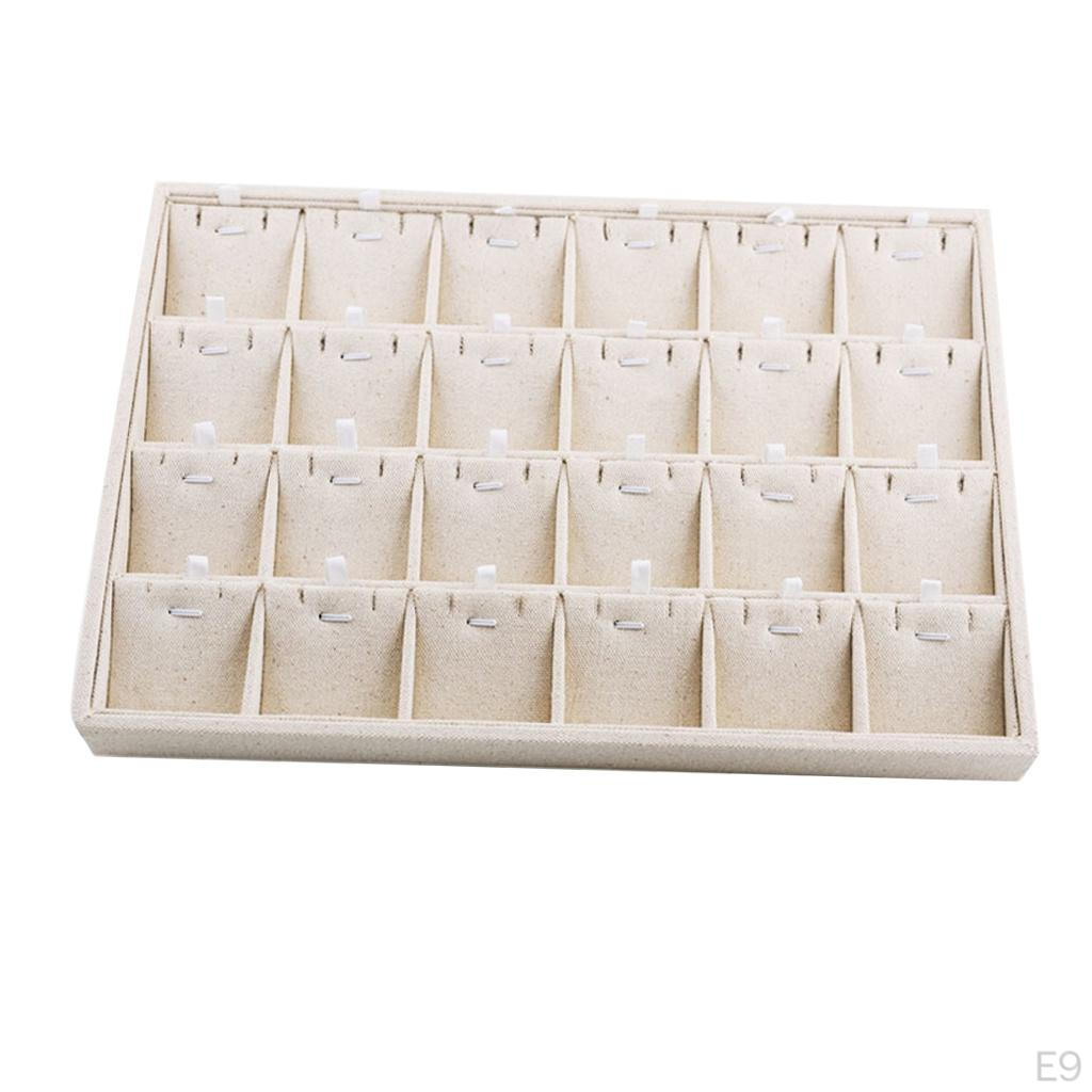 Jewelry Display Tray with Compartment Multi-purpose Stackable Box Beige