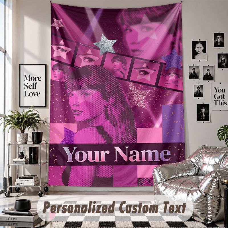 Wall Hanging Tapestry With Custom Name & Text, Taylor Swift Decorative Tapestry For Bedroom