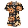 Damenmode Cross V-Ausschnitt Kurzarm Overalls Doppeltaschen Halloween Bedruckte Oberteile Uniformen