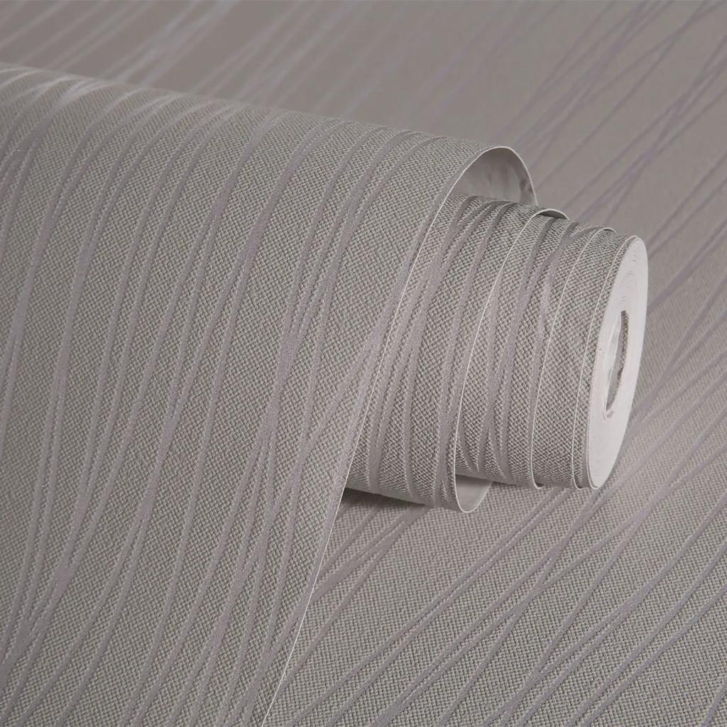 Hotel Non-Woven Striped Wallpaper Beige Modern Simple Plain Vertical Striped Wallpaper