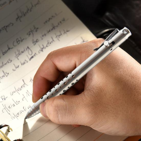 4.7" Length Titanium Alloy Ballpoint Pen Retractable Lightweight EDC Pen with Pocket Clip for Office Business School