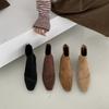 2025 New Suede Low Tube Rear Zipper Chelsea Thick Heel Women's Short Boots Small Women's Boots