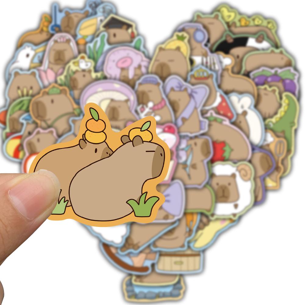 50PCS Cartoon Capybara Stickers Scrapbook Skateboard Guitar Laptop Luggage Bicycle Helmet Suitcase Sticker Pegatinas Phone Gift