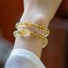 Natural Yellow Crystal Bracelet for Women with Pixiu and Titanium Crystal, Golden Rutilated Crystal Bracelet, a Summer Gift for a Girlfriend Ethnic