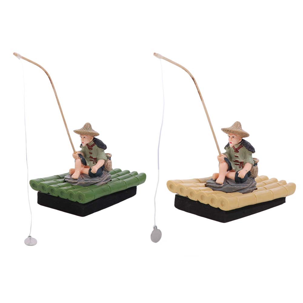 Miniature Fisherman Figurine Auto-Floating Fish Tank Decorations Landscaping Crafts Aquarium Use