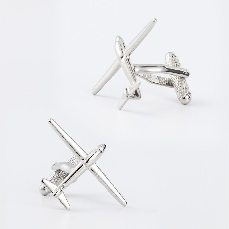 Personalized Metal Smooth Gold Airplane Cufflinks Men's French Shirt