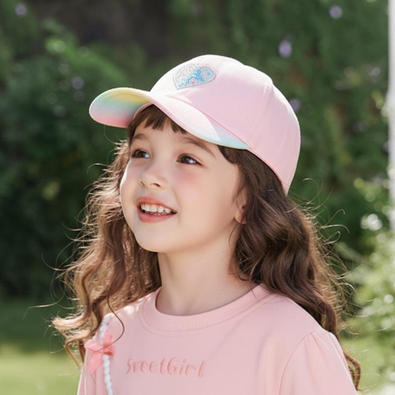 Children's Heart-shaped Sequin Hat  Girl's Fashionable Sun-protective Baseball Cap