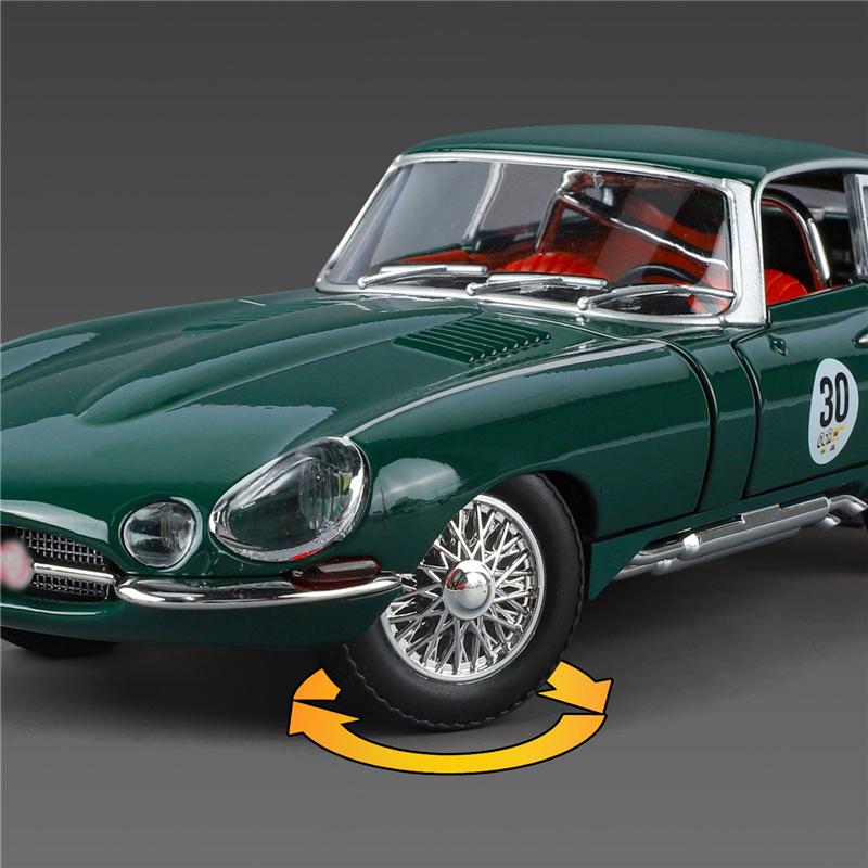 1/24 Jaguar E-type Alloy Classic Sports Car Model Diecasts Metal Retro Old Vehicles Car Model High Simulation Sound Light Kids Toy Gift