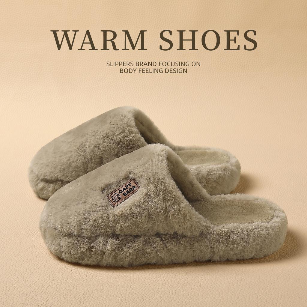 Thick-bottomed plush cotton slippers autumn and winter new non-slip, deodorant and warm couple advanced bag head mop