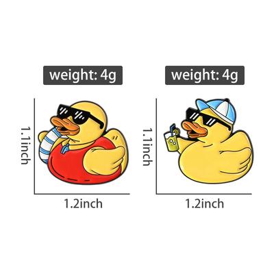 Cute Ducklings Holidays Enamel Pins Duck Summer Vibe Ocean Beach Brooches Lapel Badges Cartoon Animal Jewelry Gift for Friends
