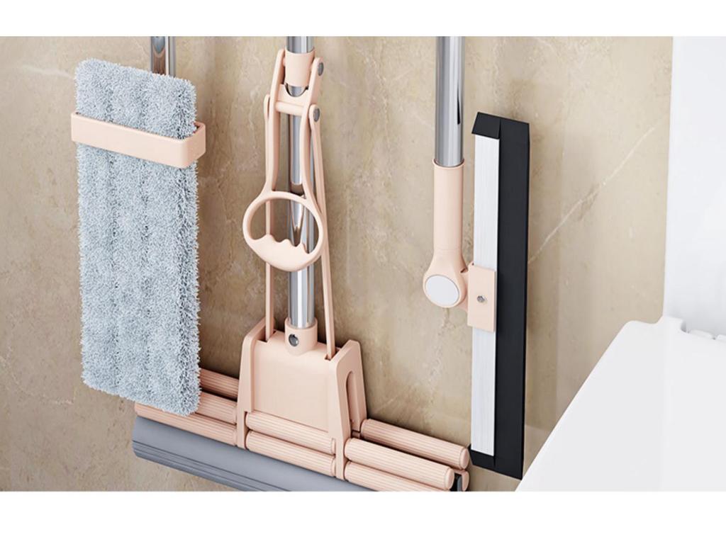 No-Drill Space Aluminum Mop & Broom Storage Clips