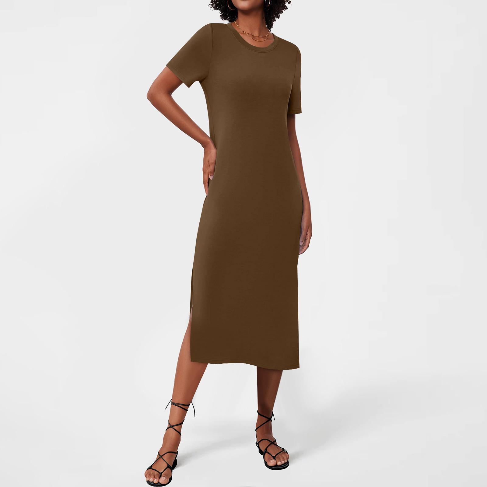 Женские струящиеся платья Женские летние платья Повседневные длинные платья с круглым — фото 4