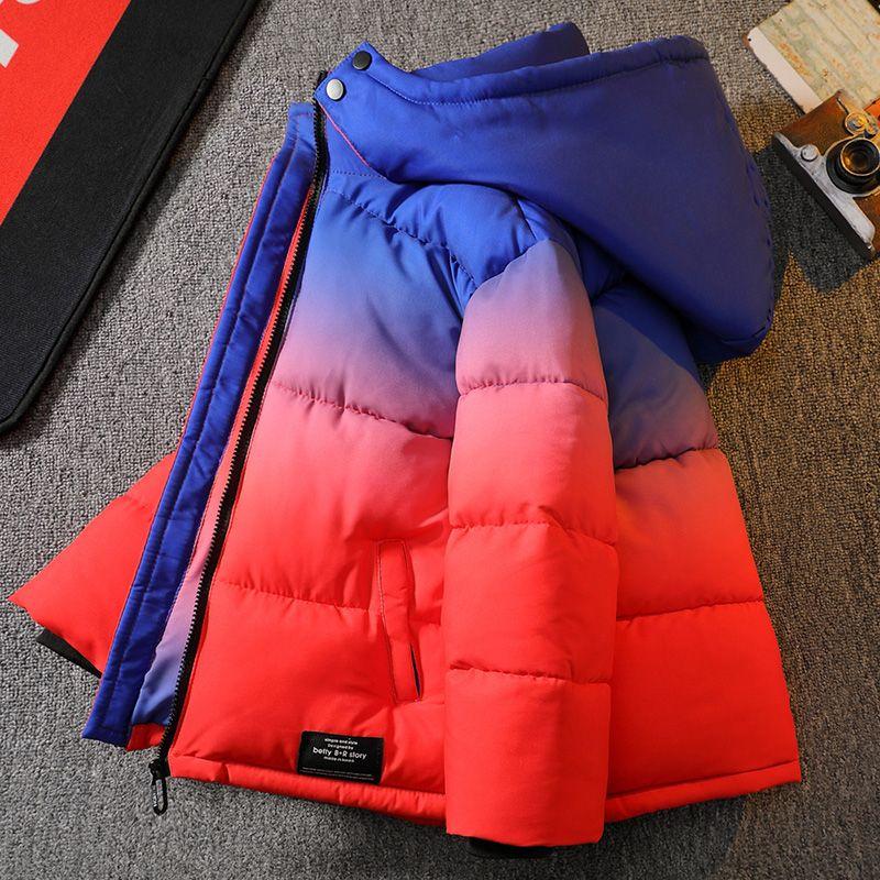 

Зимове бавовняне пальто для хлопчиків. Товста бавовняна куртка середнього та довгого веселкового градієнтного дизайну 170