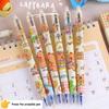 6Pcs/lot 0.5mm Press Erasable Pen Cartoon Black Pen Blue Pen  School Office Writing Stationery