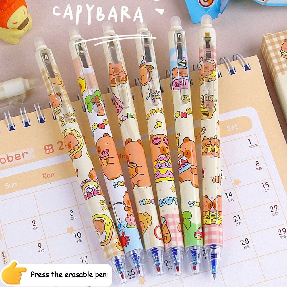 6Pcs/lot Quick-drying Capybara Gel Pen 0.5mm Black Pen  School Office Writing Stationery