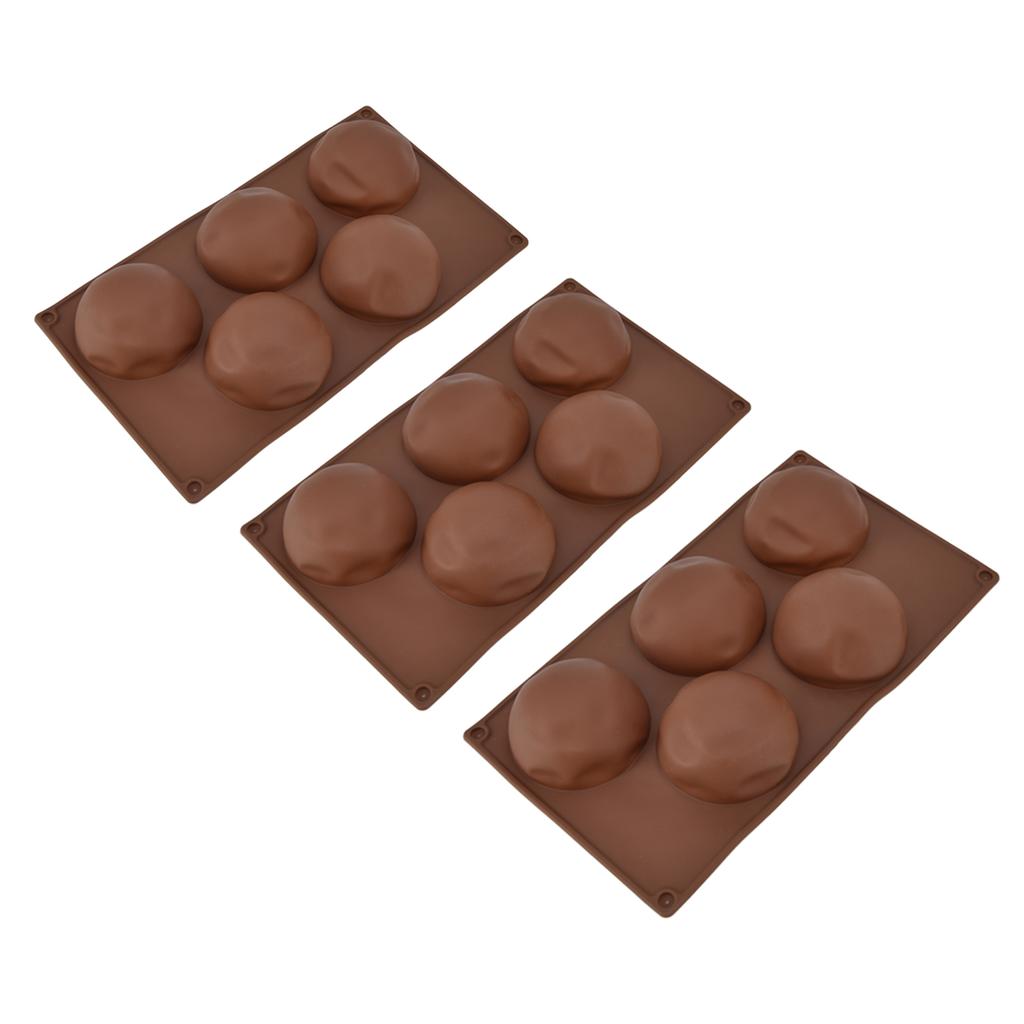 3 Stück Backform Lebensmittelqualität Runde Form 5 Löcher Silikonformen für Pralinen Kekse Gebäck