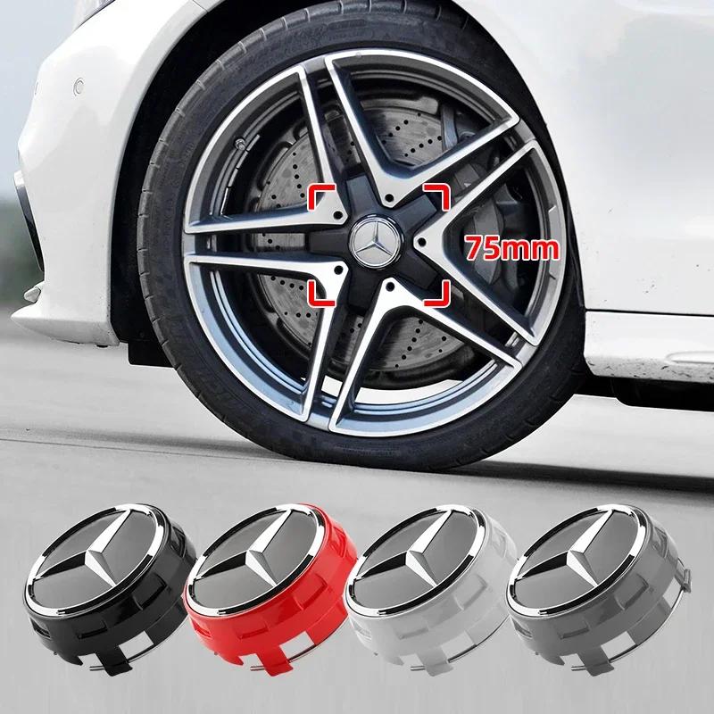 4 Stück/Los 75mm A0004000900 Auto Radnabenkappe Emblem Abzeichen Logo für Mercedes Benz AMG C43 C63 E43 E53 E63 W205 W213 Zubehör