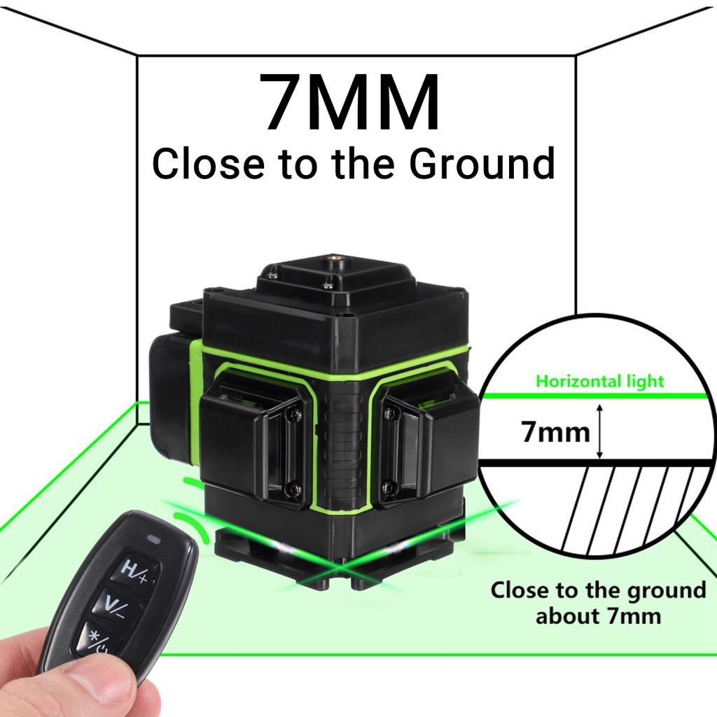 360° Rotary LD Green Laser Level 3D 12 Line Cross Self Leveling Measure Tool LED Display