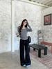 Chic Korean Grey One-Shoulder Bow T-shirt for Women - Sweet and Spicy Spring/Autumn Style