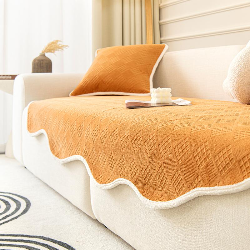 

Irregular Special-Shaped Sofa Cushion Autumn And Winter Plush Non-Slip Thickened Warm Seat Cushion Simple And Advanced Sofa Cover Cover 90*120cm