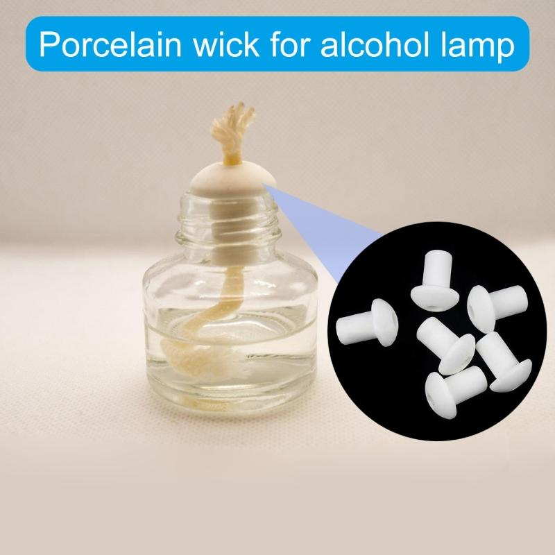 30Pieces Ceramic Oil Lamp Wick Holders Practical Wick Stands for Alcohols Lamp Practical Replacement Wicks Accessories