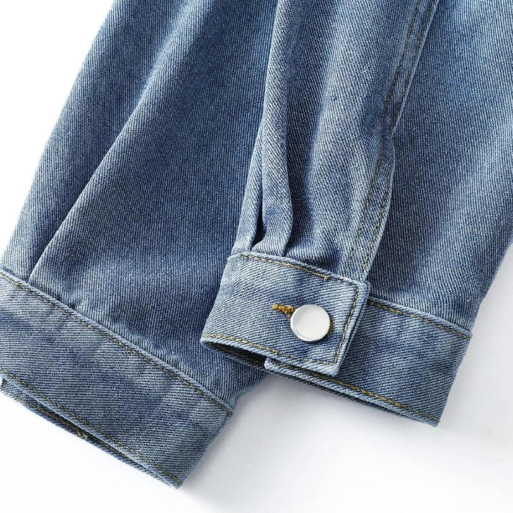 Giacca di Jeans da Donna a Singolo Petto per Primavera Autunno Capo d'Abbigliamento Casual Top da Cowboy Femminile
