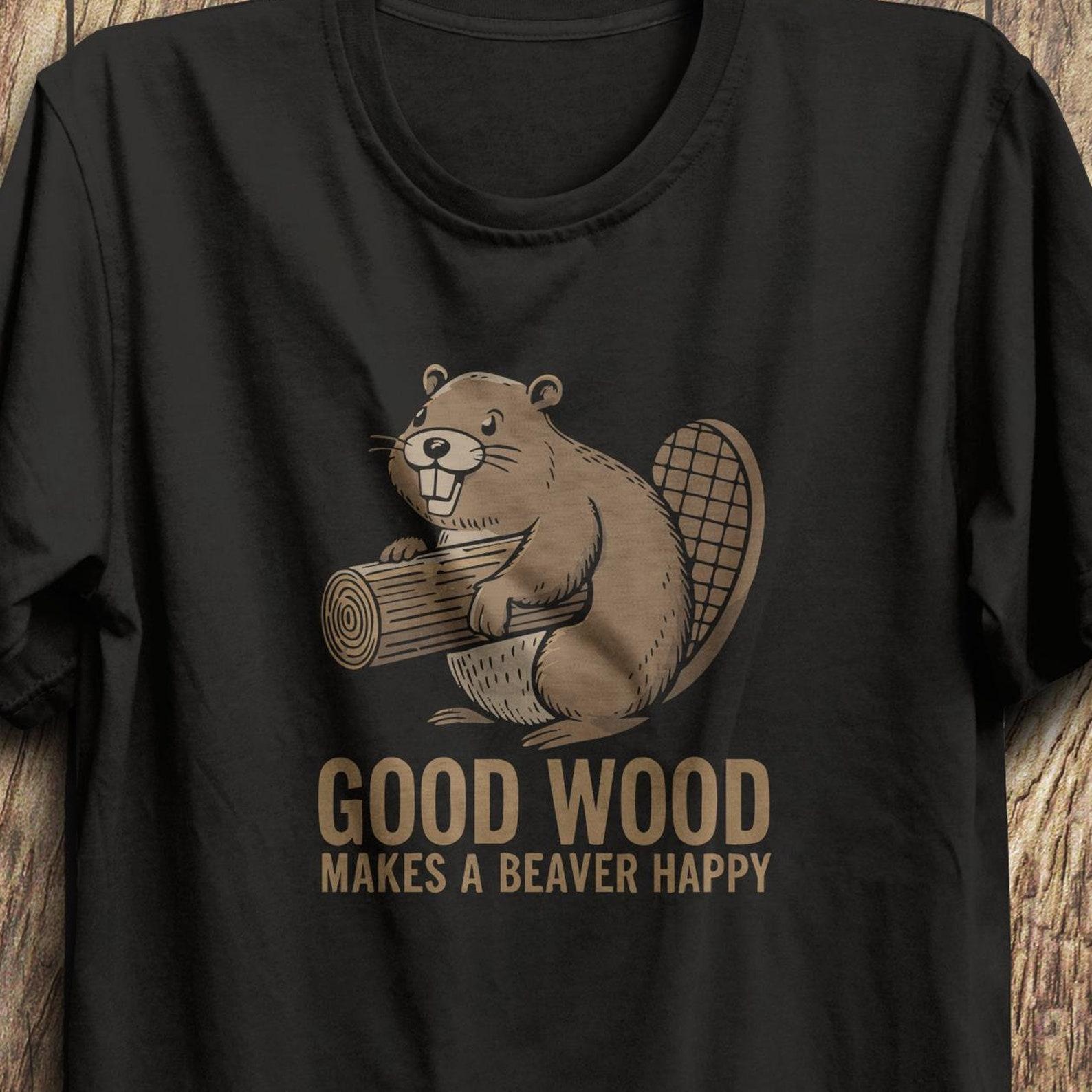 Funny Beaver T-Shirt: Good Wood Pun, Nature Lover Tee 2XL