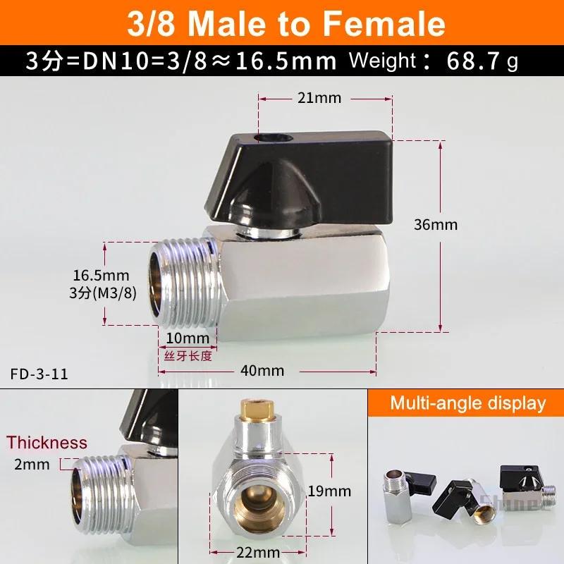 Air Compressor Water Gas Oil Shut Off Valve Brass Ball Valve BSP Threaded Black Mini Valve Male To Female