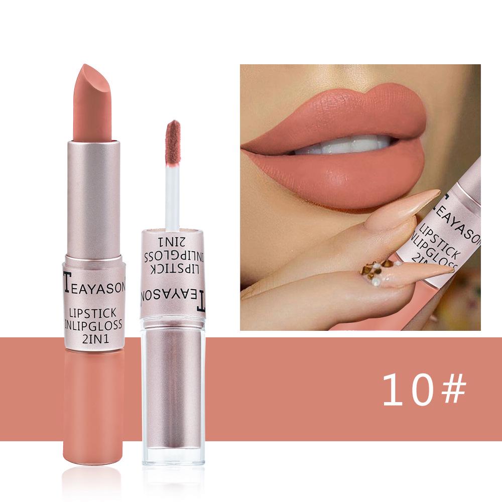 Rossetto opaco vellutato a lunga tenuta, lucidalabbra a doppia testa, lucidalabbra in tazza antiaderente, tinta volumizzante, rossetto impermeabile, trucco
