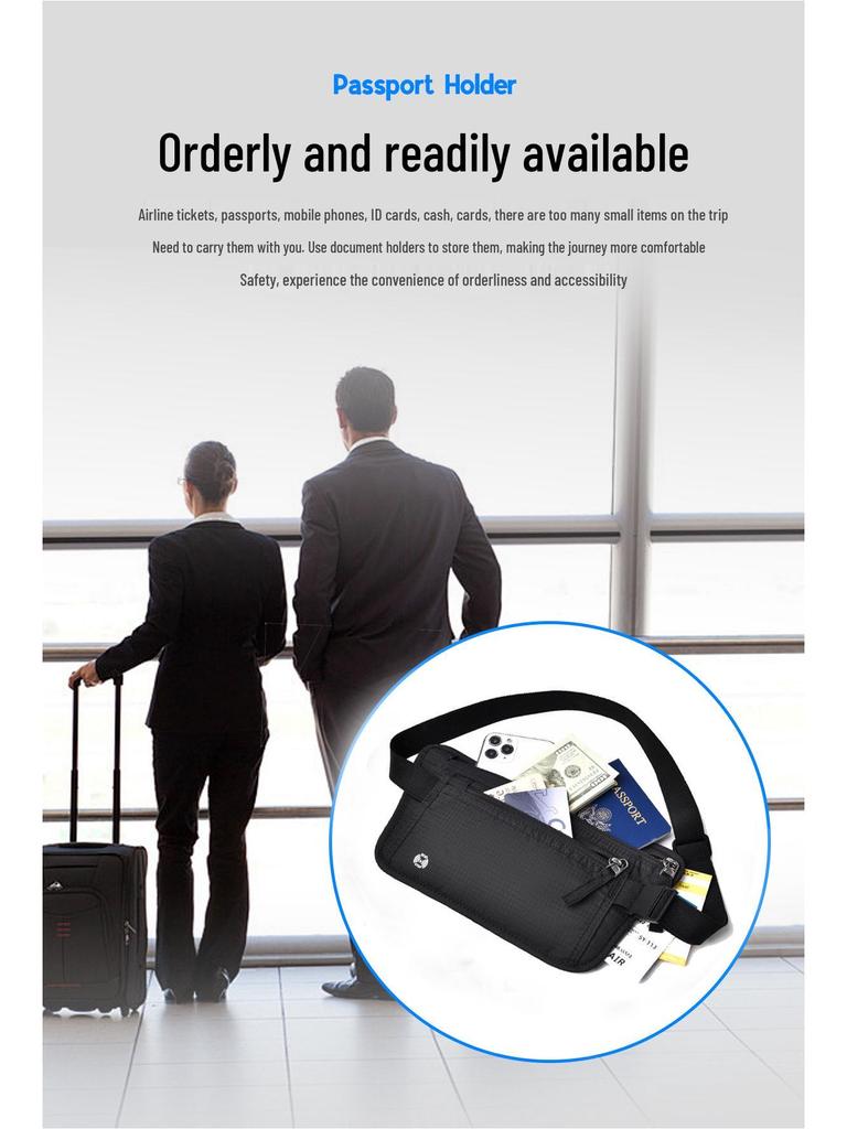 RFID Anti-Theft Passport & Phone Waist Bag for Travel, Tickets, Running & Sports