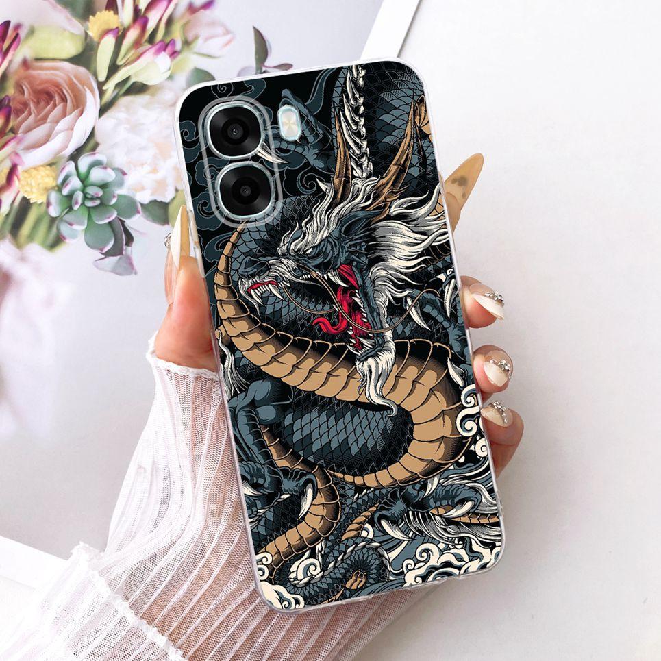 Cartoon Animal Cool Dragon Chinese Loong Painting Casing For Oppo A6x A6t 4G 5G a6x India A6T Pro Phone Case Soft Clear Silicone