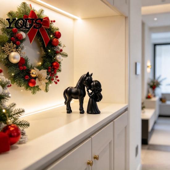 Unique Birthday Presents 3D Printed Girl Horse Figurine, DIY Paintable Equestrian Sculpture, Modern Christmas Gifts for Equestrians Minimalist