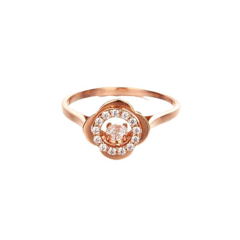 Russian Purple Gold Smart Ring Sweet Rose Gold Plated Zircon Flower Ring Premium Simple Jewelry