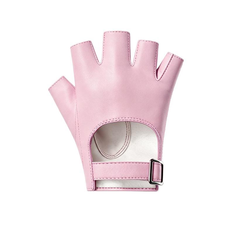Punk Short Pu Leather Half-Finger Gloves Women Men Hip-Hop Driving Motorcycle Cool Mittens Hollow Out Fingerless Gloces