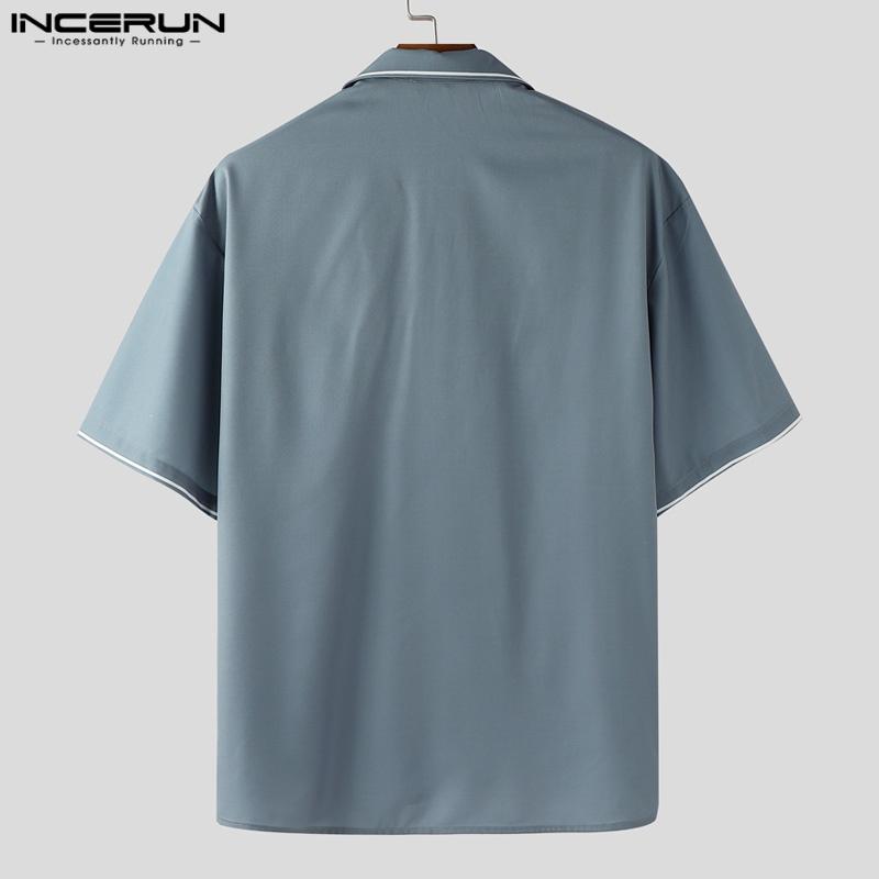 INCERUN Men Lapel Short Sleeve Floral Print Casual Oversized Shirts